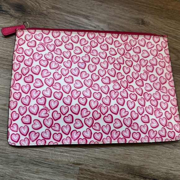 Coach Pink Heart Pattern Clutch - Picture 2 of 3